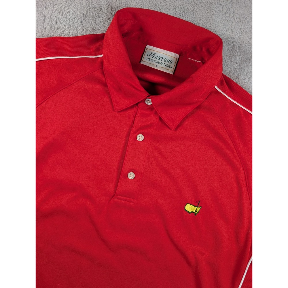 Masters Performance Golf Polo Shirt Mens Large Red Short Sleeve Embroidered Logo